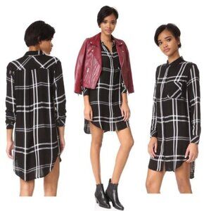 Rails Bianca Shirtdress | Black & White Plaid | Long Sleeve | Size XS